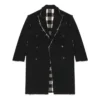 Abrigo oversize con estampado de cuadros Buffalo y bordes sin rematar «Negro Blanco» 704487TMU181070