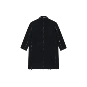 Abrigo oversize con estampado de cuadros Buffalo y bordes sin rematar «Negro Blanco» 704487TMU181070