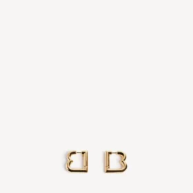 Aretes B para mujer en oro brillante