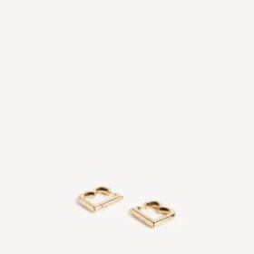 Aretes B para mujer en oro brillante