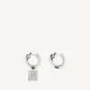 Aretes para mujer «Saint-Germain» con etiqueta en plata brillante