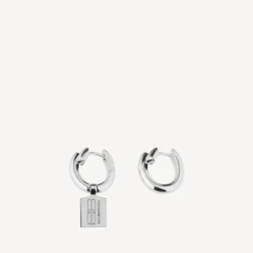 Aretes para mujer «Saint-Germain» con etiqueta en plata brillante