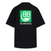 B Camiseta de manga corta negra con estampado del logotipo del alfabeto ecológico 594599THV631000