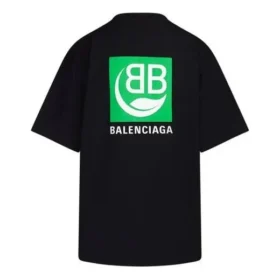 B Camiseta de manga corta negra con estampado del logotipo del alfabeto ecológico 594599THV631000