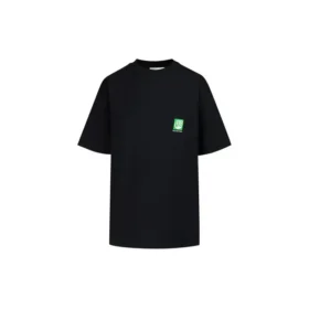 B Camiseta de manga corta negra con estampado del logotipo del alfabeto ecológico 594599THV631000
