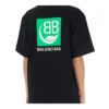 B Camiseta de manga corta negra con estampado del logotipo del alfabeto ecológico 594599THV631000
