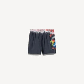 Bañador corto para hombre con estampado «tie dye» extremo en negro