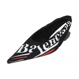 Bailarinas casuales con estampado de logotipo y talón abierto «Negro» 500619W06001091