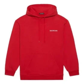 Balenciaga FW21 para hombre, holgada, con logo, con capucha y mangas largas, color rojo, 600583TIV846540 Balenciaga FW21 para hombre, holgada, con logo, con capucha y mangas largas, color rojo, 600583TIV846540