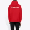 Balenciaga FW21 para hombre, holgada, con logo, con capucha y mangas largas, color rojo, 600583TIV846540