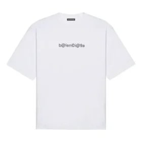 Balenciaga para hombre, camiseta de cuello redondo con estampado de letras, manga corta, color blanco, 620969TIV509040