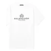 Balenciaga para hombre, camiseta de cuello redondo y manga corta con estampado «BB Paris», versión retro, color blanco 594579TGV609000