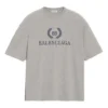 Balenciaga para hombre, camiseta de manga corta con estampado del logotipo BB, gris, 544271TCV251300