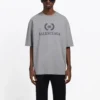 Balenciaga para hombre, camiseta de manga corta con estampado del logotipo BB, gris, 544271TCV251300