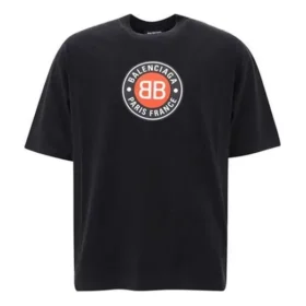 Balenciaga para hombre, camiseta de manga corta con logo circular «BB Alphabet», color negro, 641614TJV761000