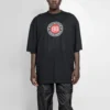 Balenciaga para hombre, camiseta de manga corta con logo circular «BB Alphabet», color negro, 641614TJV761000