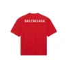 Balenciaga para hombre, camiseta retro de manga corta con logo grande, color rojo, 612966TIVG56540