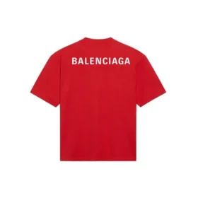 Balenciaga para hombre, camiseta retro de manga corta con logo grande, color rojo, 612966TIVG56540