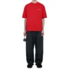 Balenciaga para hombre, camiseta retro de manga corta con logo grande, color rojo, 612966TIVG56540