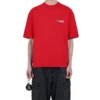 Balenciaga para hombre, camiseta retro de manga corta con logo grande, color rojo, 612966TIVG56540