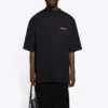 Balenciaga para hombre, camiseta retro deportiva con logo, de manga corta, color negro, 641614TJVL41000