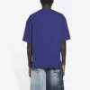 Balenciaga para hombre, colección Otoño-Invierno 2021, camiseta de punto retro de manga corta, azul marino, 612966TKVD33967