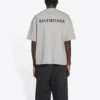 Balenciaga para hombre, colección Otoño-Invierno 2021, camiseta retro de manga corta con estampado de logotipo, gris, 612966TIVG51167