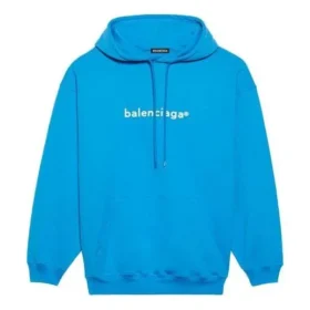 Balenciaga para hombre, colección Otoño-Invierno 2021, sudadera con capucha y logo, manga larga, azul, 570811TIV557560 Balenciaga para hombre, colección Otoño-Invierno 2021, sudadera con capucha y logo, manga larga, azul, 570811TIV557560