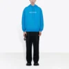 Balenciaga para hombre, colección Otoño-Invierno 2021, sudadera con capucha y logo, manga larga, azul, 570811TIV557560