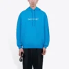 Balenciaga para hombre, colección Otoño-Invierno 2021, sudadera con capucha y logo, manga larga, azul, 570811TIV557560