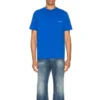 Balenciaga para hombre, colección primavera-verano 2021, camiseta de manga corta con logo pequeño «Alphabet», azul, 556151TBV438077