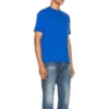 Balenciaga para hombre, colección primavera-verano 2021, camiseta de manga corta con logo pequeño «Alphabet», azul, 556151TBV438077