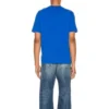 Balenciaga para hombre, colección primavera-verano 2021, camiseta de manga corta con logo pequeño «Alphabet», azul, 556151TBV438077