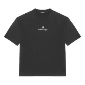 Balenciaga para hombre con estampado de letras, manga corta, negro 612966TJVD91034