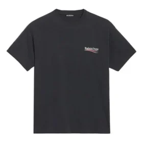 Balenciaga para hombre con estampado de letras, manga corta, negro 641675TIV521070