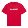 Balenciaga para hombre con estampado de letras, patrón perforado, cuello redondo y manga corta, color rojo 651795TKVB86295