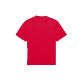 Balenciaga para hombre con estampado de letras, patrón perforado, cuello redondo y manga corta, color rojo 651795TKVB86295