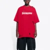 Balenciaga para hombre con estampado de letras, patrón perforado, cuello redondo y manga corta, color rojo 651795TKVB86295