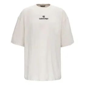 Balenciaga para hombre con logotipo alfabético, manga corta, gris y blanco 641614TJVA99054