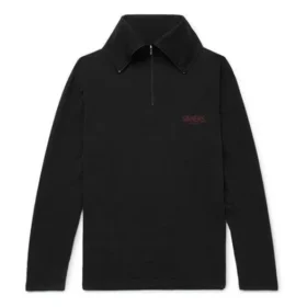 Balenciaga para hombre con logotipo bordado, media cremallera y cuello alto, negro 486144TWK521000 Balenciaga para hombre con logotipo bordado, media cremallera y cuello alto, negro 486144TWK521000