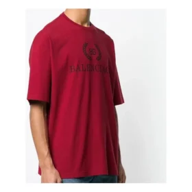 Balenciaga para hombre con logotipo, cuello redondo y manga corta, rojo 556148TDV516064