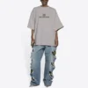 Balenciaga para hombre con logotipo Mosaic BB Alphabet, de manga corta, gris, con agujeros y efecto desgastado 651795TKVF58174