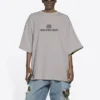 Balenciaga para hombre con logotipo Mosaic BB Alphabet, de manga corta, gris, con agujeros y efecto desgastado 651795TKVF58174