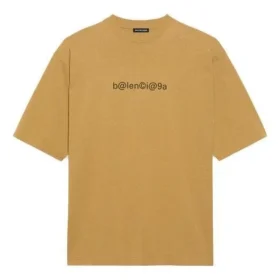 Balenciaga para hombre, cuello redondo, estampado de letras, manga corta, color caqui, 620969TIV509605 Balenciaga para hombre, cuello redondo, estampado de letras, manga corta, color caqui, 620969TIV509605