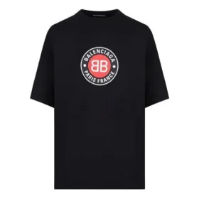 Balenciaga para hombre, estampado BLogo, manga corta, negro 612966TJVD61000 Balenciaga para hombre, estampado BLogo, manga corta, negro 612966TJVD61000