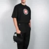 Balenciaga para hombre, estampado BLogo, manga corta, negro 612966TJVD61000