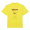 Balenciaga para hombre, lavado en seco, corte cuadrado, estampado de logotipo, holgada, manga corta, amarilla 651795TKVF87175