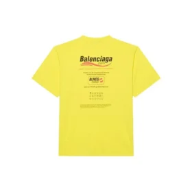 Balenciaga para hombre, lavado en seco, corte cuadrado, estampado de logotipo, holgada, manga corta, amarilla 651795TKVF87175 Balenciaga para hombre, lavado en seco, corte cuadrado, estampado de logotipo, holgada, manga corta, amarilla 651795TKVF87175