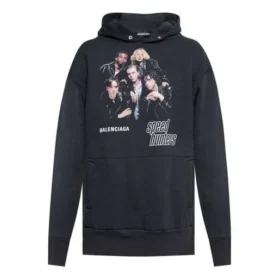 Balenciaga para hombre Speedhunters Boysband con estampado, sudadera con capucha y mangas largas, azul marino 541873TCV371055