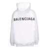 Balenciaga para hombre, sudadera con capucha y estampado de letras en la espalda, manga larga, color blanco, 556113TAV379000
